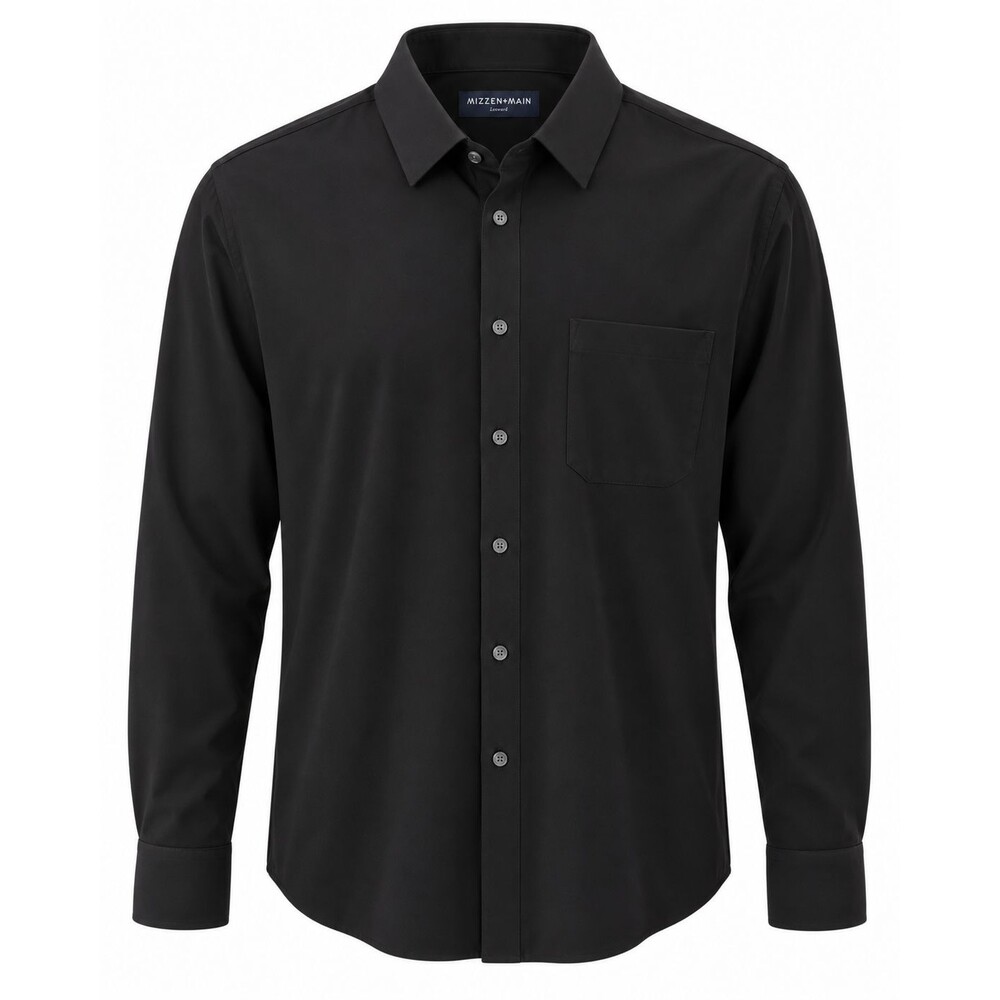 Mizzen+Main Leeward No Tuck Dress Shirt Mens Est M Black Classic Fit Stretch EUC
